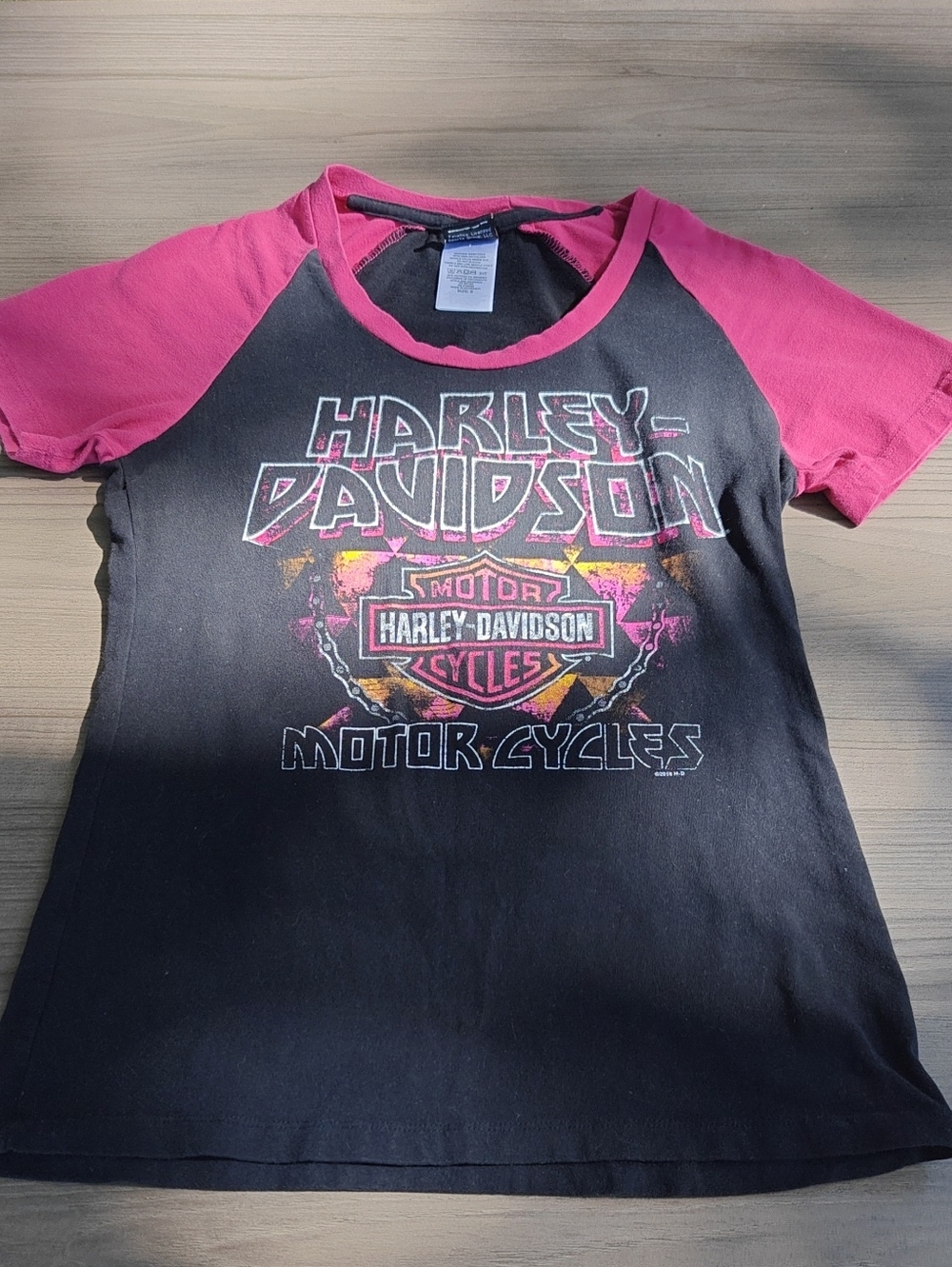 Harley-Davidson Black & Pink Raglan Graphic Tee